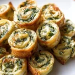 Bite-sized pinwheels filled with creamy spinach dip for a perfect appetizer.