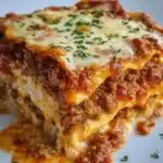 Delicious homemade lasagna with layers of pasta, cheese, and sauce