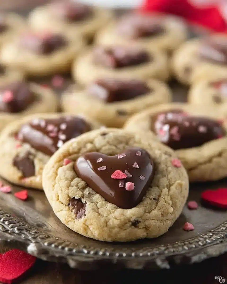 Valentine Chocolate Chip Cookies with Chocolate Hearts