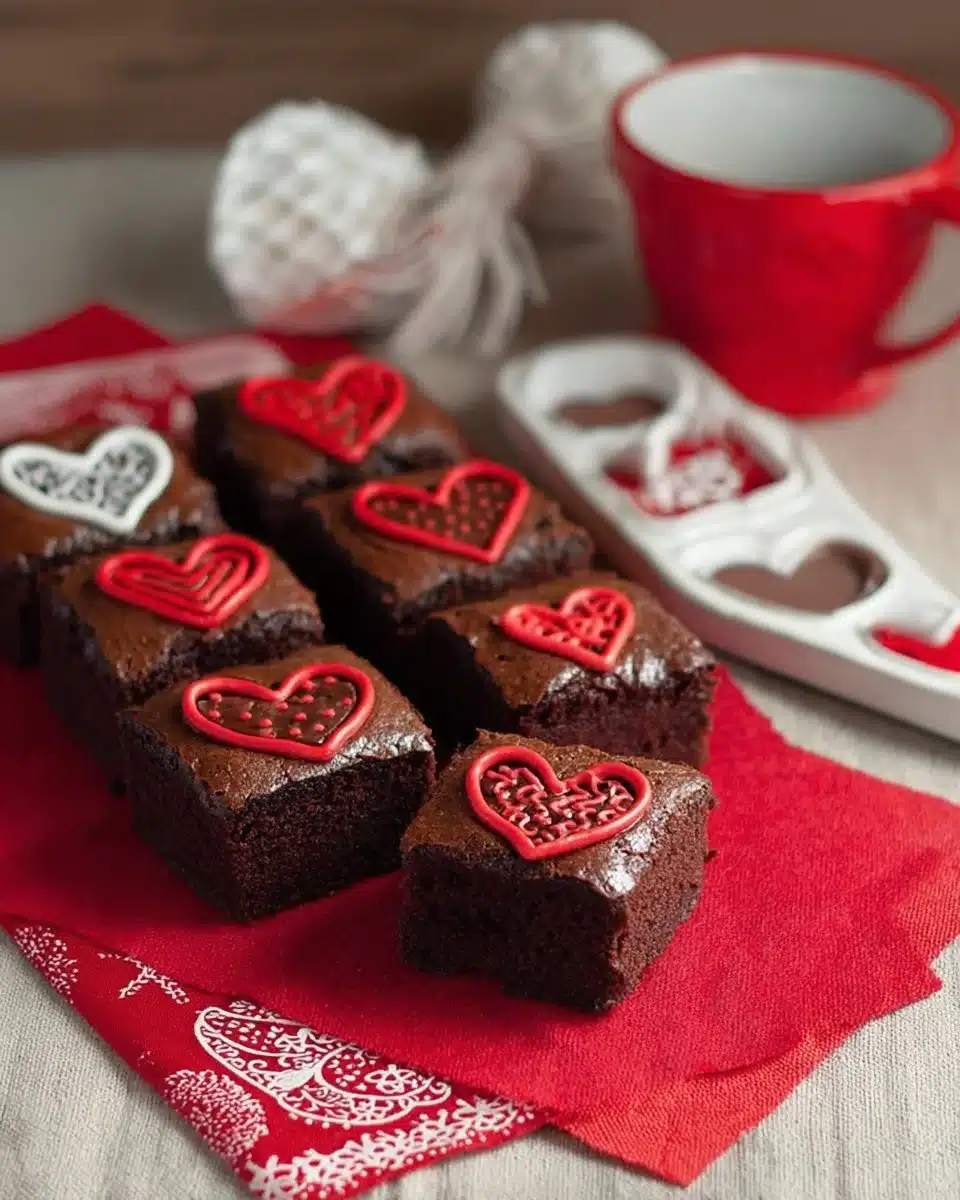Valentine’s Day Fudge Brownies (with Cute Heart Decorations)