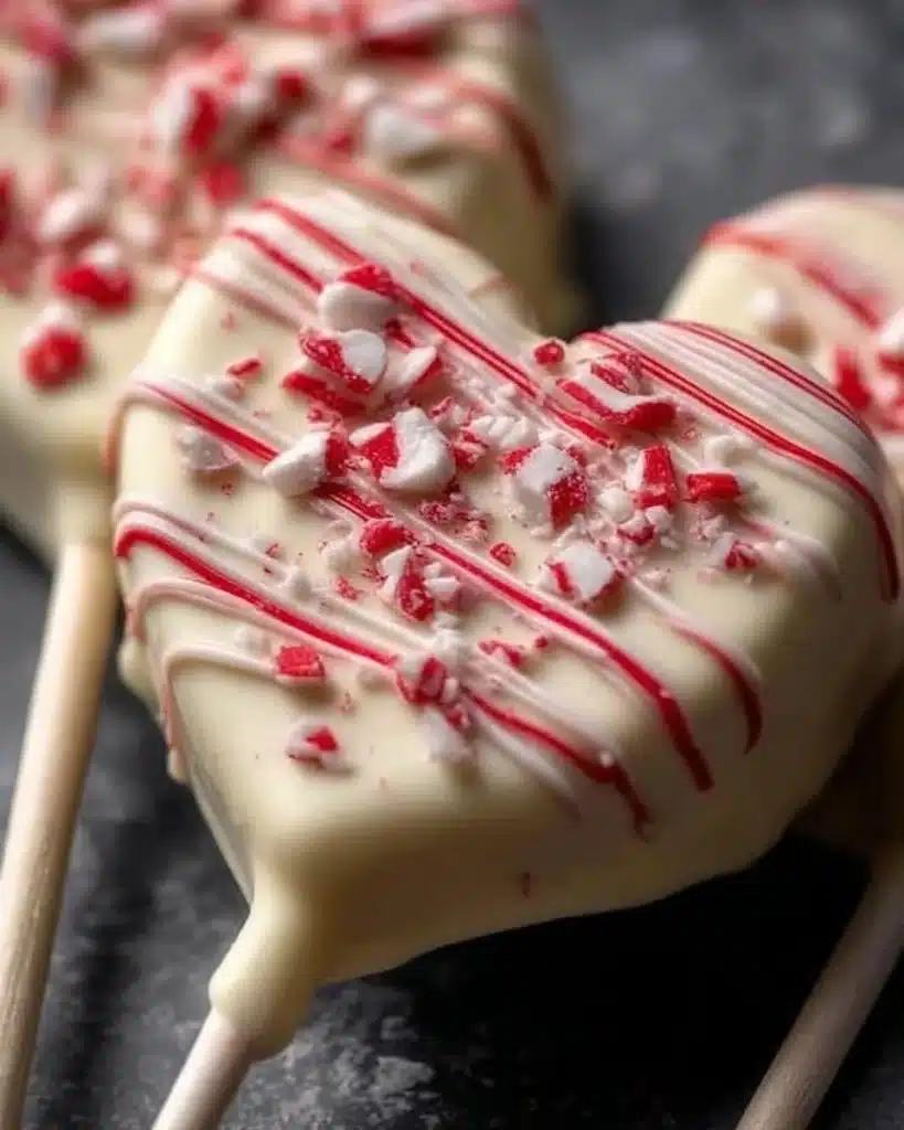White Chocolate Candy Cane Heart Pops - festive and delicious holiday treat