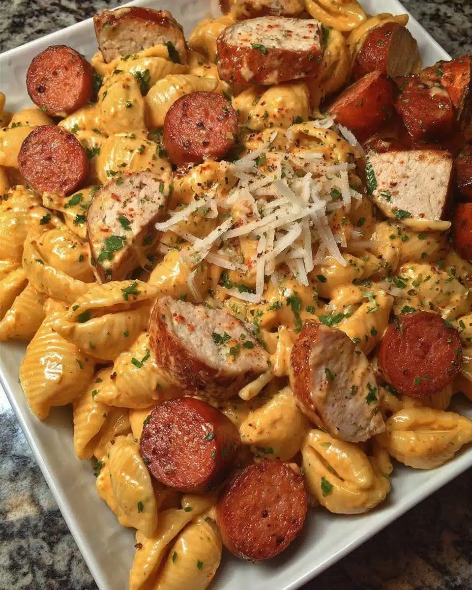 Yummy Pasta: Creamy Chicken Sausage Shells for Healthy Dinner Recipes &amp; Comfort Food
