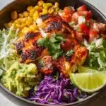 Delicious Baja fish taco bowls with fresh ingredients and vibrant toppings