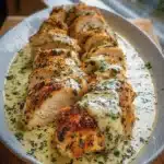 Baked Caesar Chicken served with creamy parmesan sauce