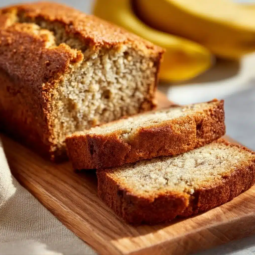 Delicious homemade banana bread loaf with walnuts
