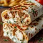 Cheesy Garlic Chicken Wraps garnished and ready to serve
