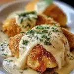 Chicken Pillows filled with creamy parmesan sauce, a delicious dinner recipe.