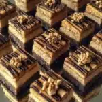 Delicious slice of Chocolate Hazelnut Baklava with layers of chocolate and hazelnuts