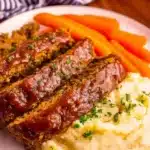 Crockpot Dr. Pepper Meatloaf served with sides