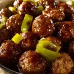 Crockpot Mississippi Meatballs served with a delicious sauce