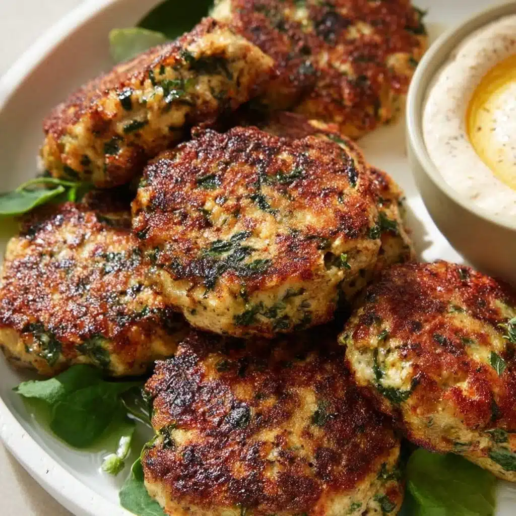 Greek Turkey Patties served with fresh herbs and vegetables