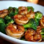 Delicious high-protein honey garlic shrimp served on a plate.