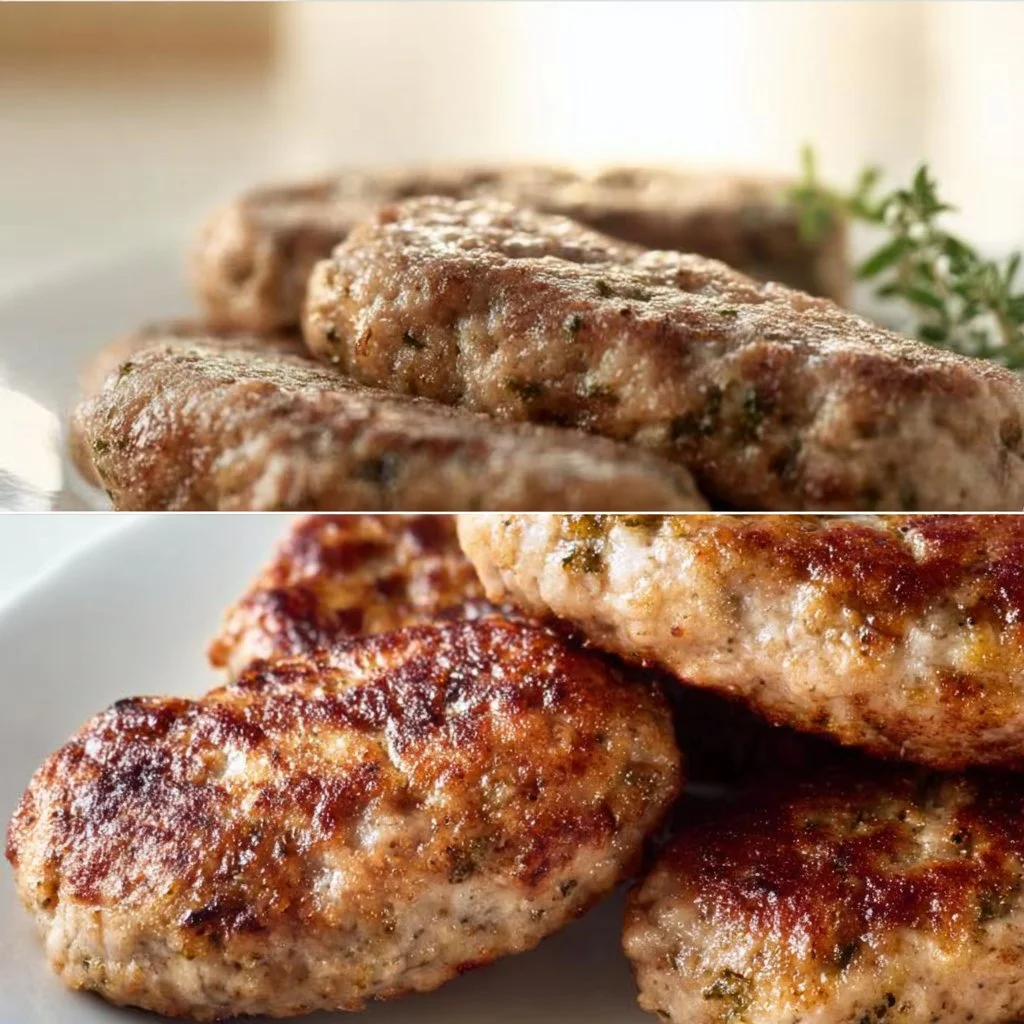 Homemade ground turkey breakfast sausages served on a plate