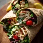 Delicious Mediterranean Chicken Wraps with fresh vegetables and herbs