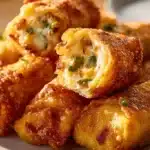 Mini Jalapeño Popper Egg Rolls served on a plate with dipping sauce