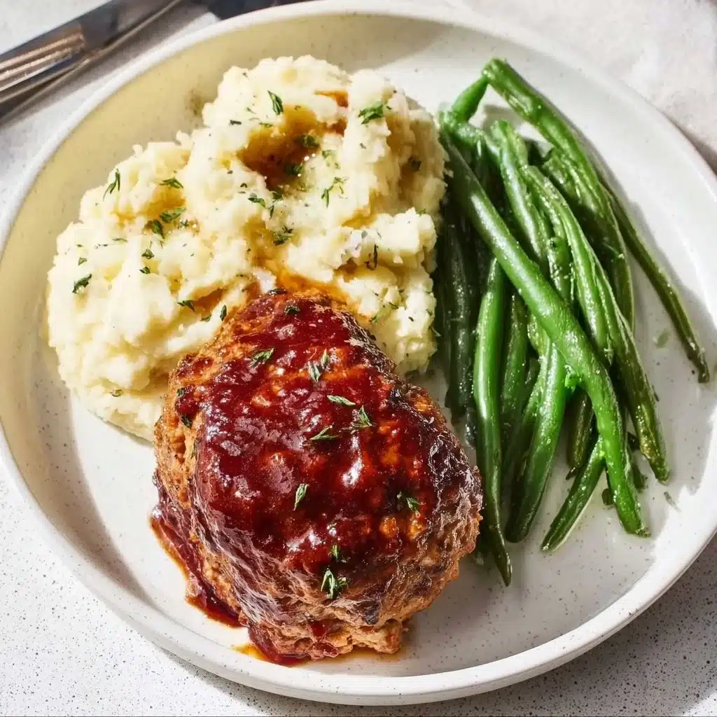 Mini Turkey Meatloaf served with vegetables on a plate