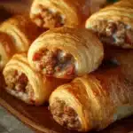 Sausage, Rotel, and cream cheese crescent rolls on a tray
