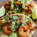 Delicious homemade shrimp tacos served with fresh toppings