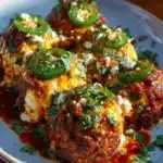 Spicy Mexican donkey balls dish served with toppings