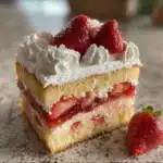 Delicious homemade strawberry shortcake with fresh berries and whipped cream