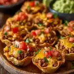 Delicious Taco Ranch Bites served on a platter with toppings