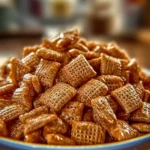 Delicious Toffee Chex Mix in a bowl, perfect for snacking