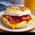 Bacon, Egg, and Cheese Bagel Breakfast Sandwich on a plate