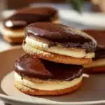 Freshly baked Boston Cream Pie cookies with chocolate frosting