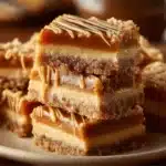 Delicious homemade Caramel Crush Bars dessert on a plate