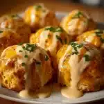 Cheesy Buffalo Ranch Chicken Bombs served on a platter