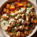 Delicious Chicken Sweet Potato Bowl with vegetables and spices