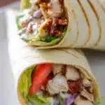 Delicious easy ranch chicken wrap filled with grilled chicken and fresh veggies