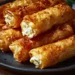 Delicious feta rolls filled with creamy cheese and fresh herbs