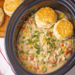 Slow Cooker Chicken Pot Pie with Flaky Biscuits