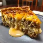 Delicious Pioneer Woman cheeseburger pie served with fresh toppings