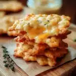 Homemade sourdough crackers topped with cheddar cheese ready to enjoy